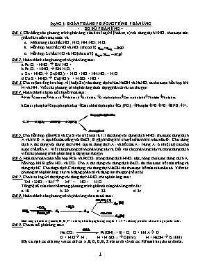 Bài tập Hóa học Lớp 112 - Dạng I Hoàn thành phương trình phản ứng - Sơ đồ phản ứng